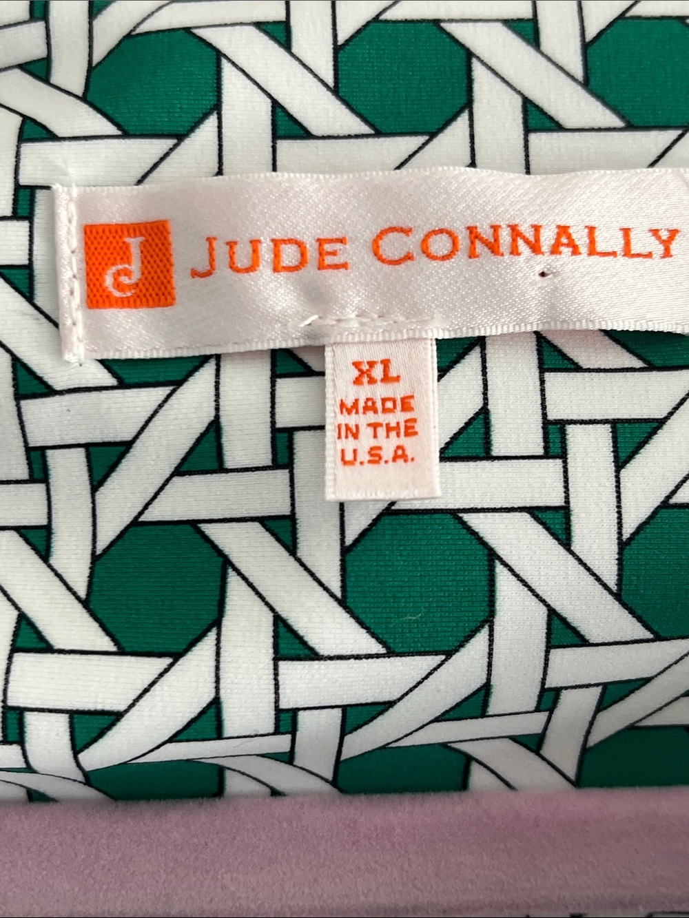 Jude Connally Kerry Green & White Rattan Print Aline Dress NWT NWT Size XL - Picture 3 of 11